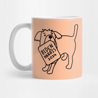 BACK PRINT Dog with Biden Harris 2024 Sign Line Drawing Mug